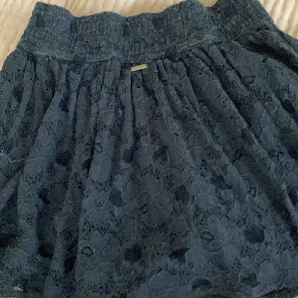 ABERCROMBIE FOR KIDS NAVY LACE SKIRT GIRLS’ L ELASTIC WAIST LINED 100% COTTON